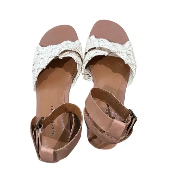 Lucky Brand Shoes - Lucky Brand BrownLeather Crochet Platform Sandal with Ankle Strap Sz 9.5 NWOT